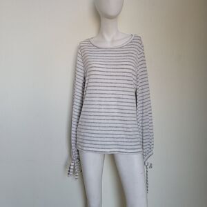 A.n.a White Gray Striped Sweatshirt